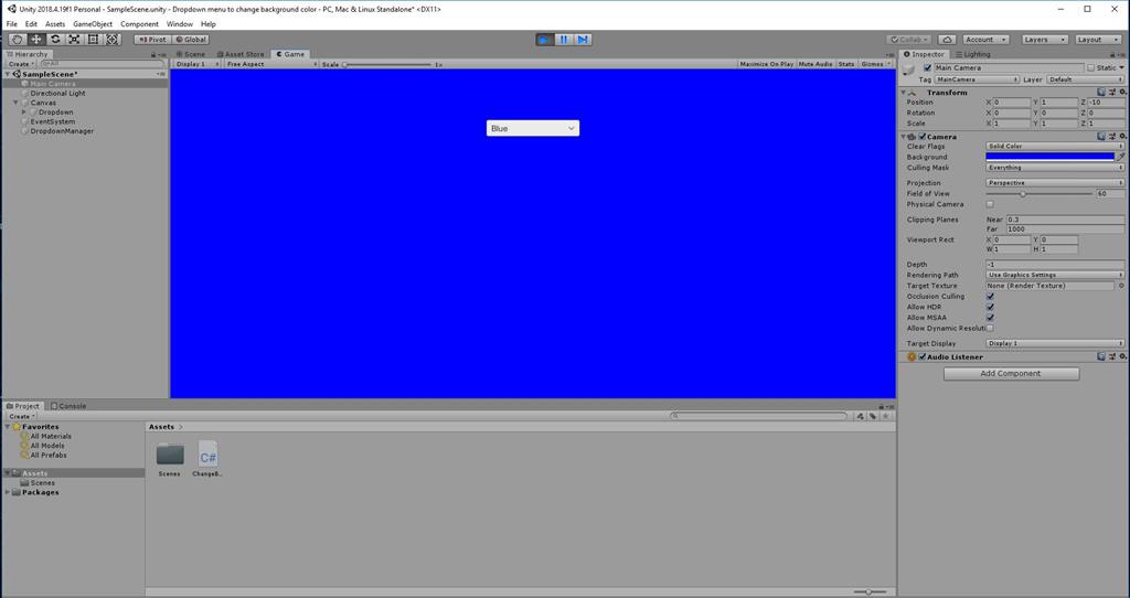 C# Using Dropdown Menu To Change Background Color With Switch Statement
